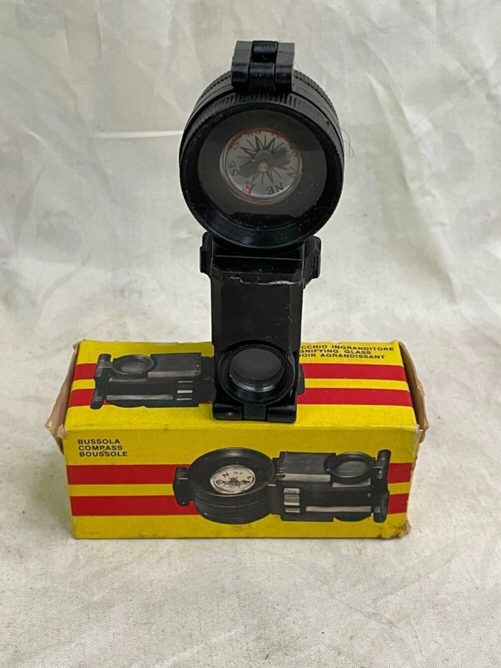 1970s Optic Multi-Functional-Binoculars Compass Magnifier-Italy Mid Century NOS